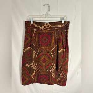 VTG‎ Brown Paisley Midi Skirt Women’s Size XL